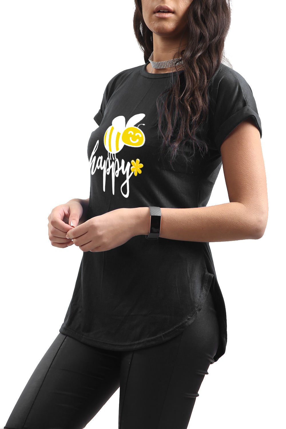 Julie Be Happy Print Basic T Shirt