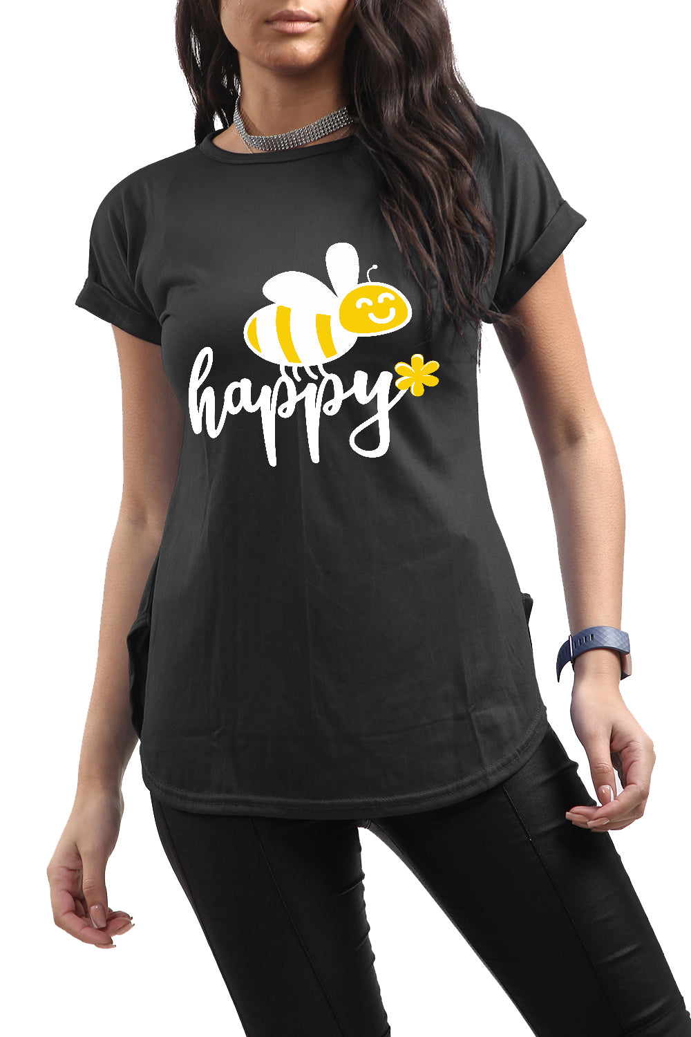 Julie Be Happy Print Basic T Shirt
