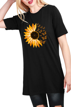 Lina Sunflower Butterfly Baggy T Shirt Dress