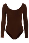 Orange Long Sleeve Scoop Neck Basic Jersey Bodysuit