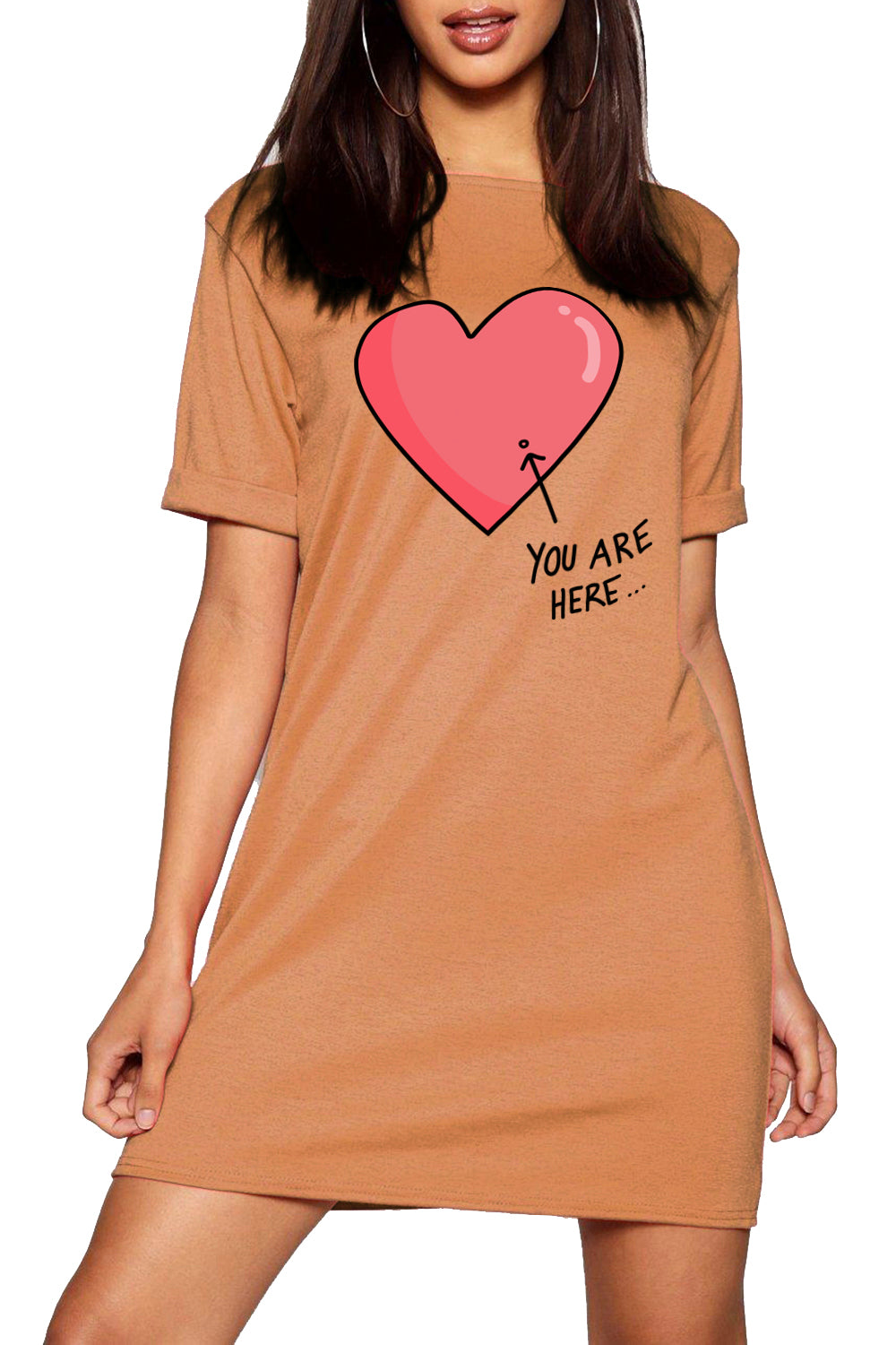 Dani You Are Here Heart Tunic T Shirt Dress