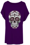 Candy Skull Print Oversized Batwing Jersey Tshirt - bejealous-com