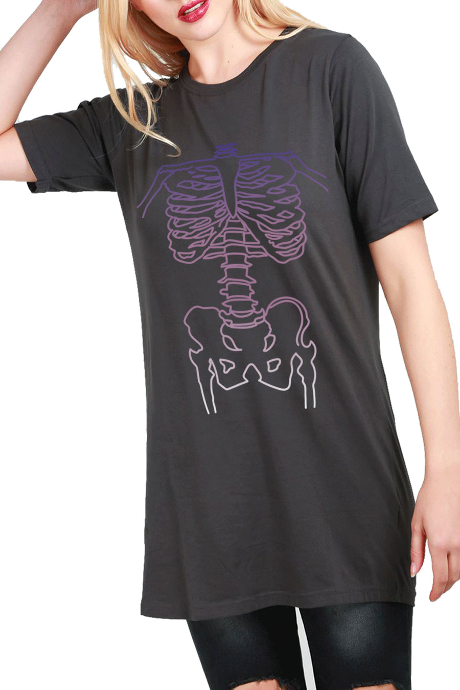 Clare X-Ray Skeleton Bone Tunic T Shirt Dress