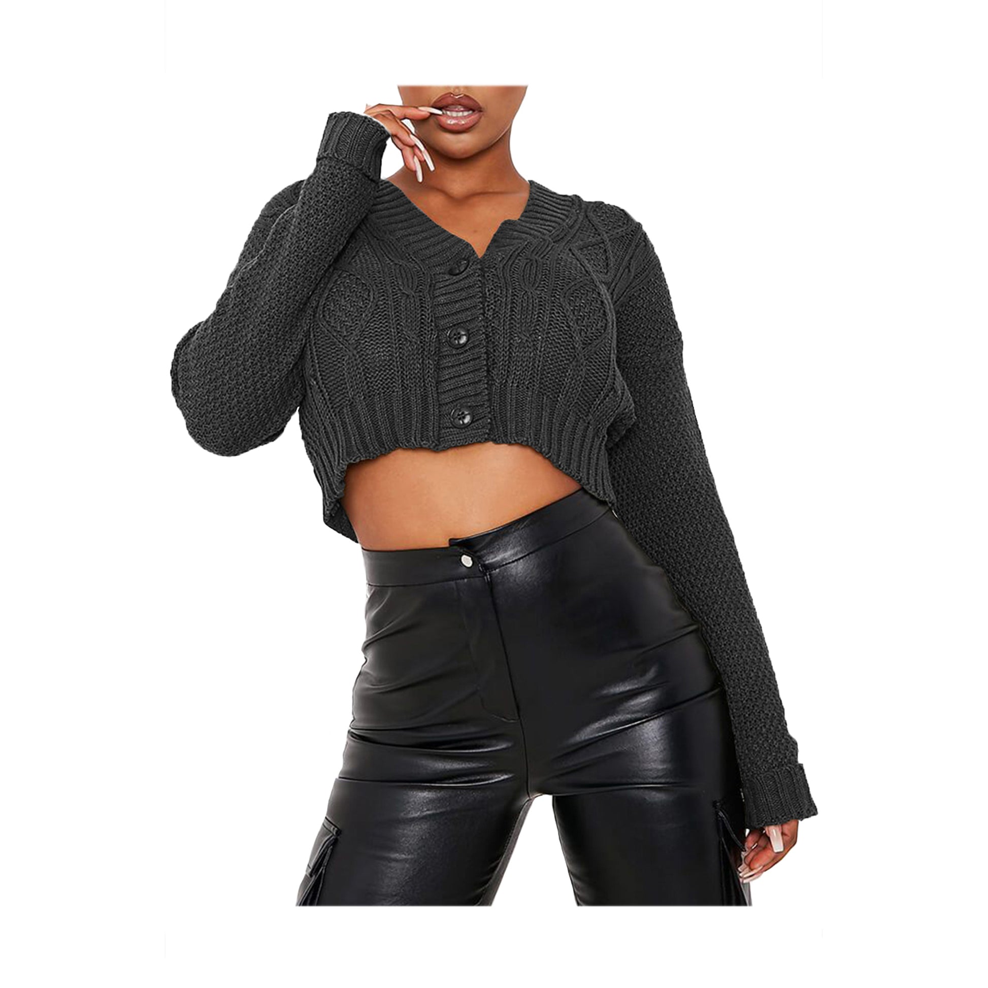 Emily Long Sleeve Cropped Knitted Jumper