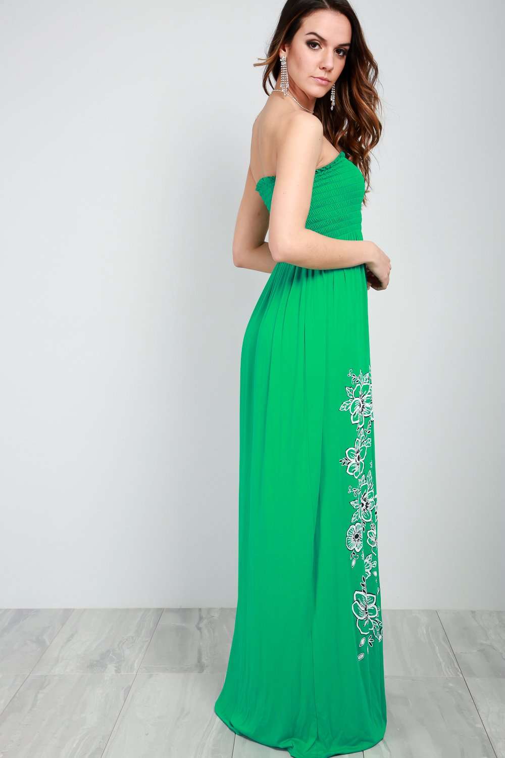 Jessi Floral Print Strapless Maxi Dress - bejealous-com