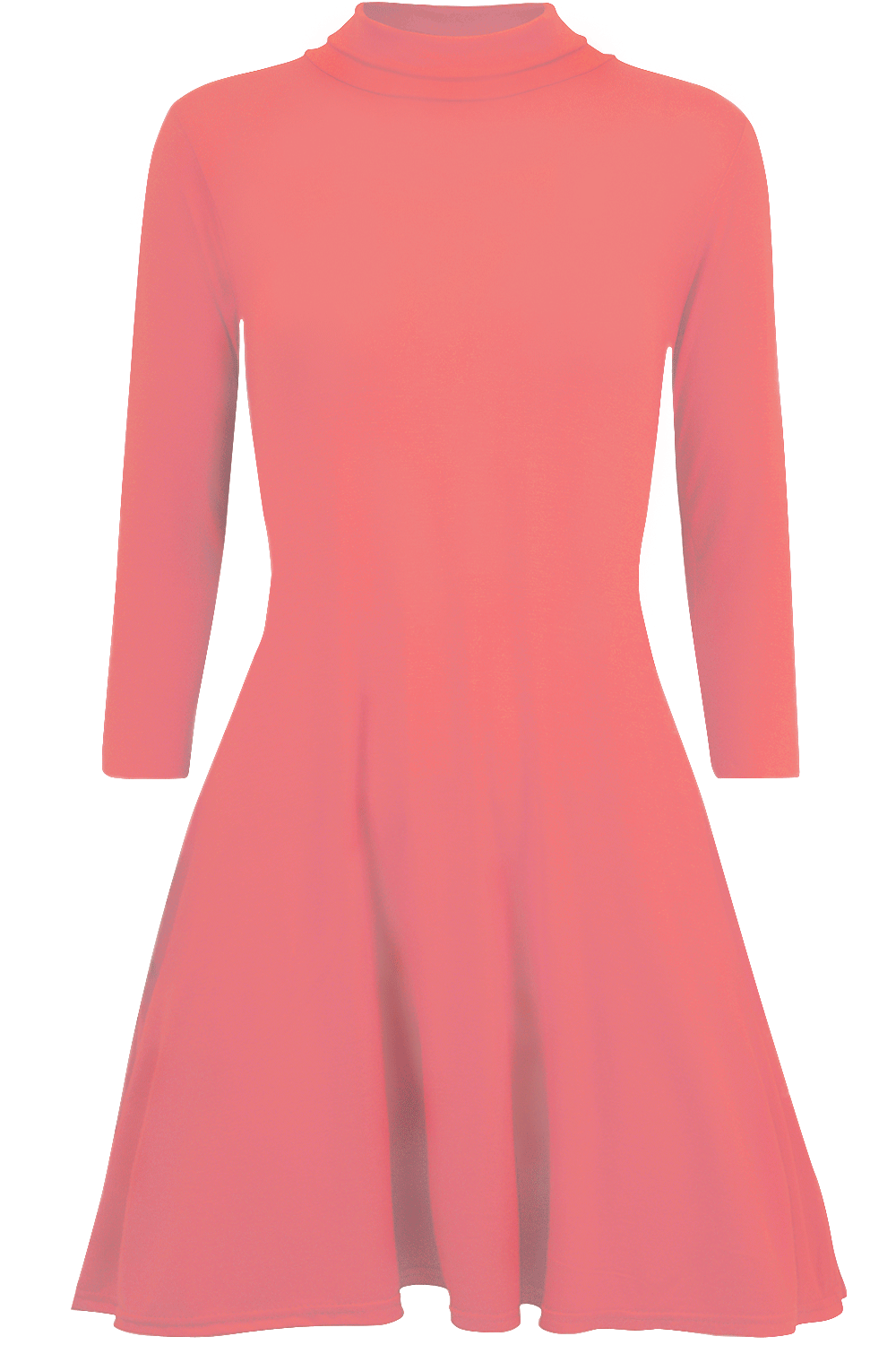 Elsie Polo Neck Long Sleeve Flared Swing Dress