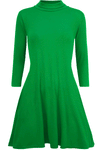 Elsie Polo Neck Long Sleeve Flared Swing Dress