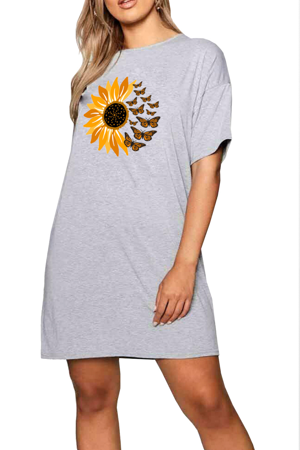 Lina Sunflower Butterfly Baggy T Shirt Dress