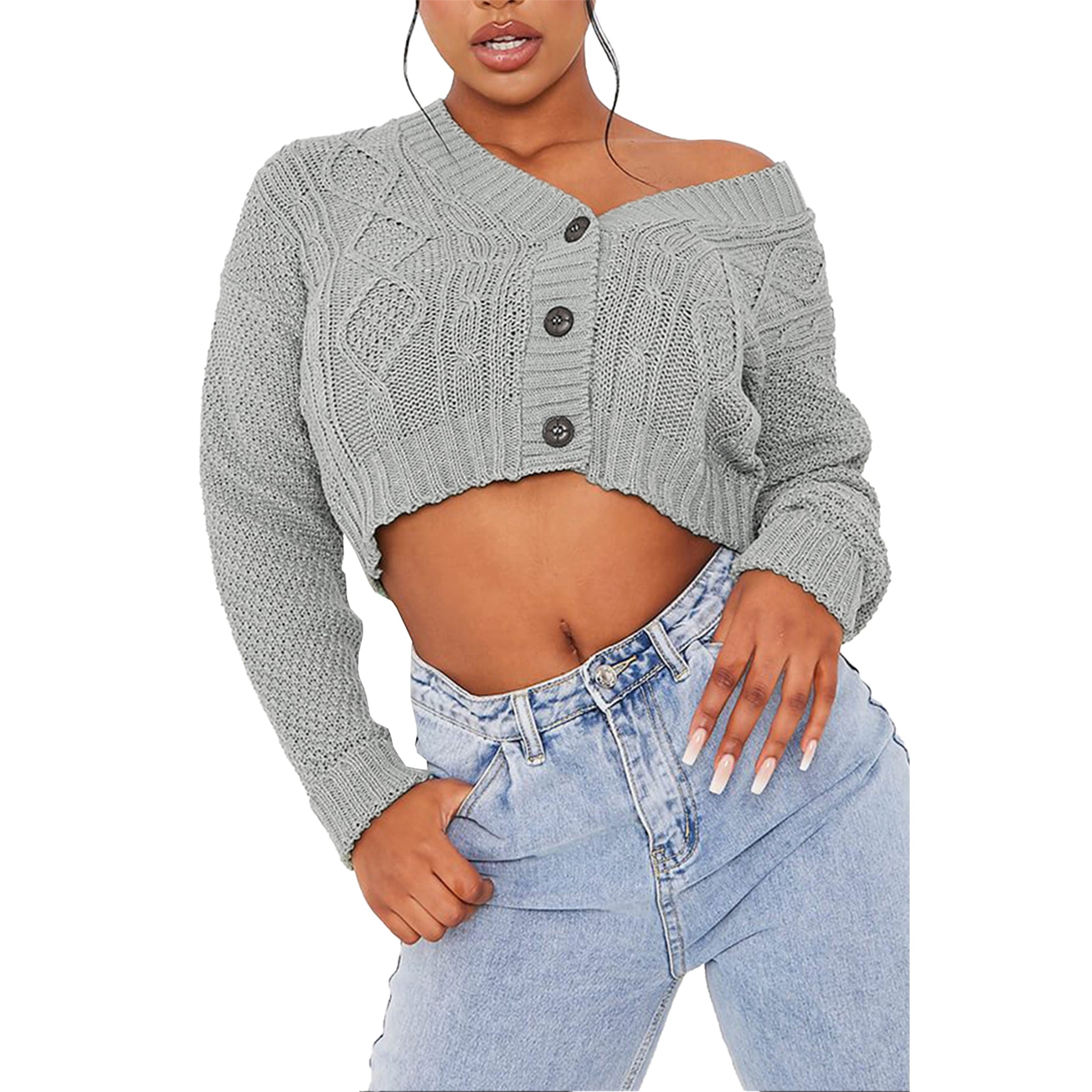 Emily Long Sleeve Cropped Knitted Jumper