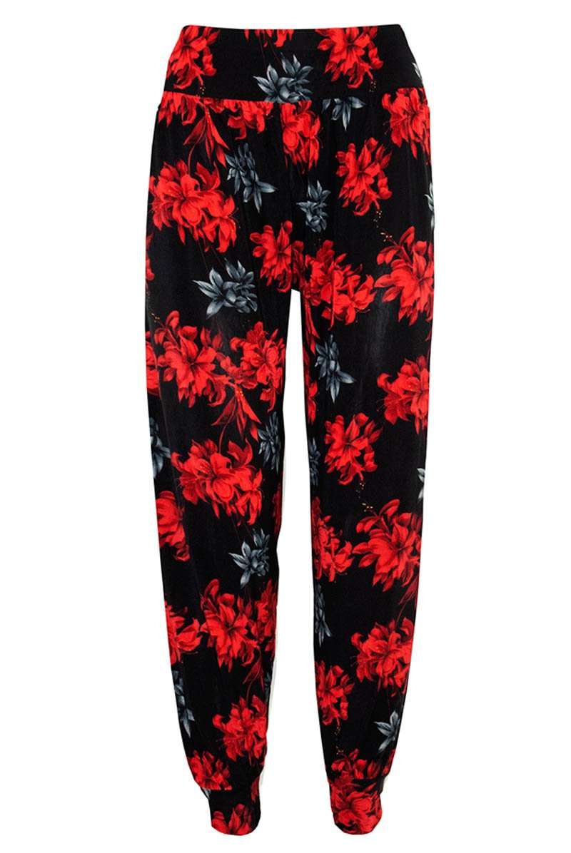 High Waist Tropical Print Harem Cuffed Leg Trousers - bejealous-com