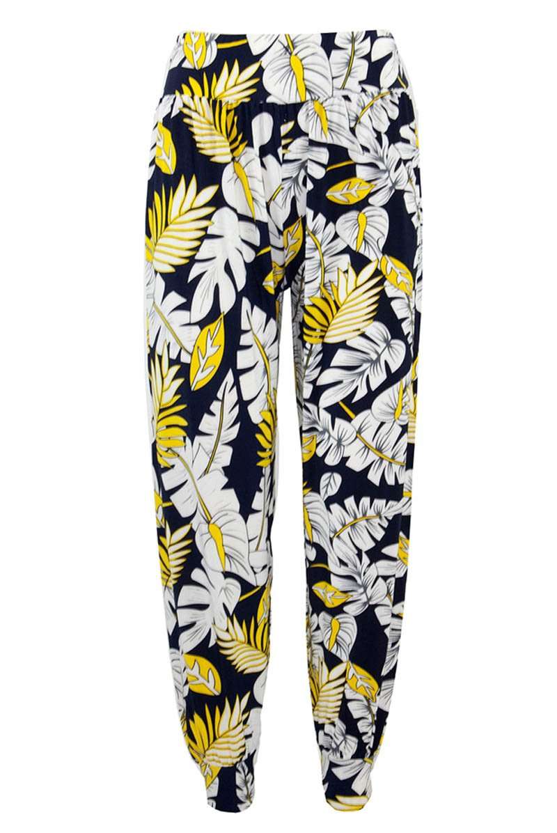 High Waist Tropical Print Harem Cuffed Leg Trousers - bejealous-com