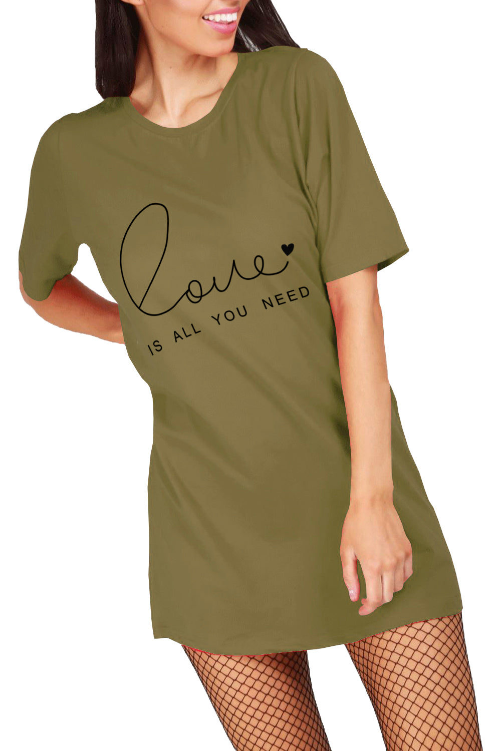 Nina Love Printed Long T Shirt Dress