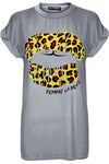 Leopard Print Lips Graphic Print Baggy Tshirt - bejealous-com