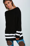 Off Shoulder Monochrome Striped Jumper - bejealous-com