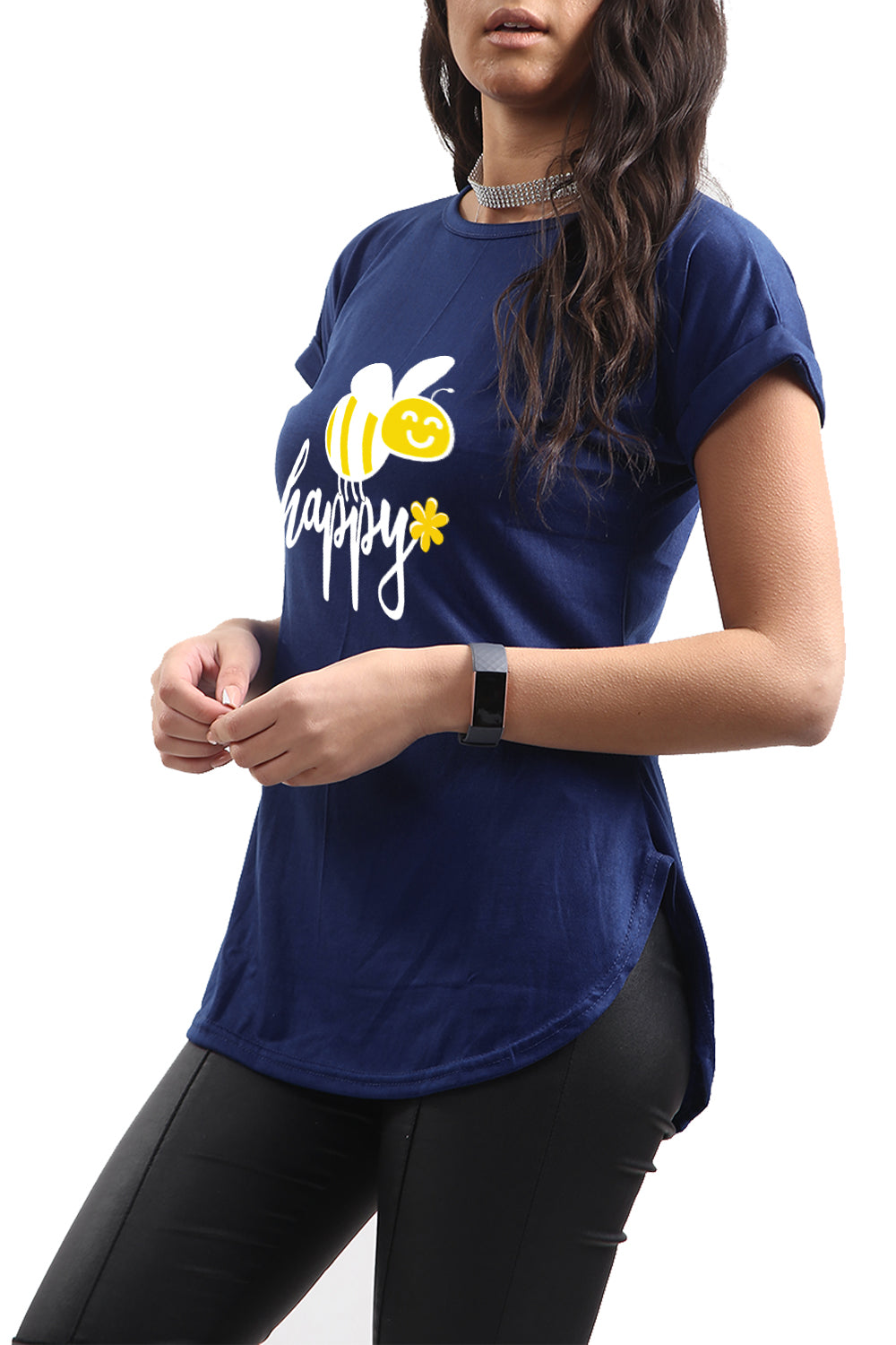 Julie Be Happy Print Basic T Shirt