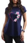 Selena Floral Heart Curved Hem Basic Top