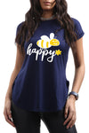 Julie Be Happy Print Basic T Shirt