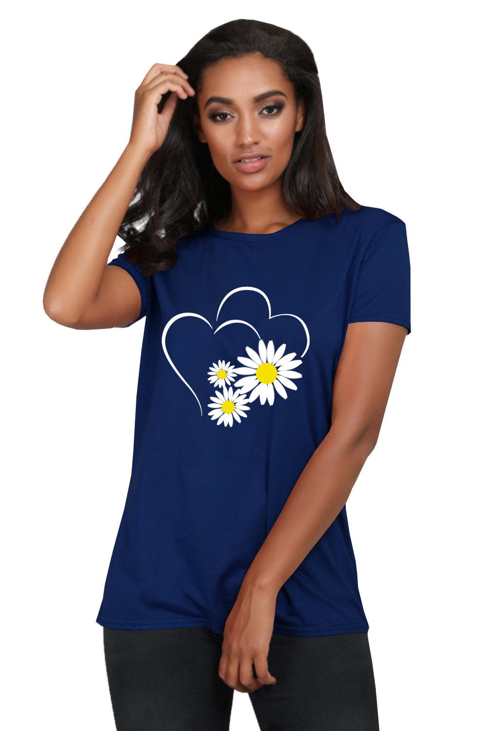 Julia Twin Heart Floral Baggy T Shirt