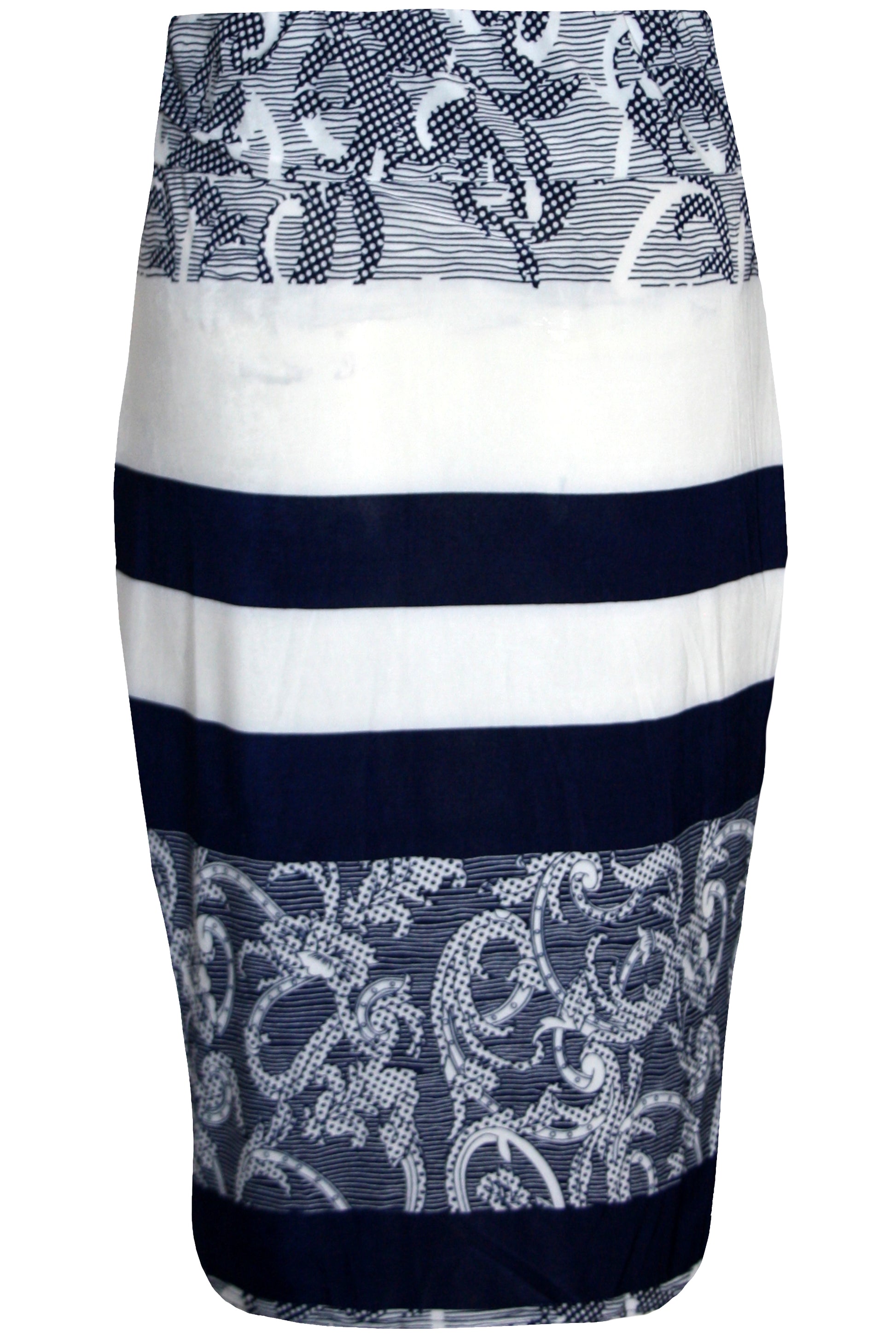 Cream High Waisted Tropical Print Midi Skirt