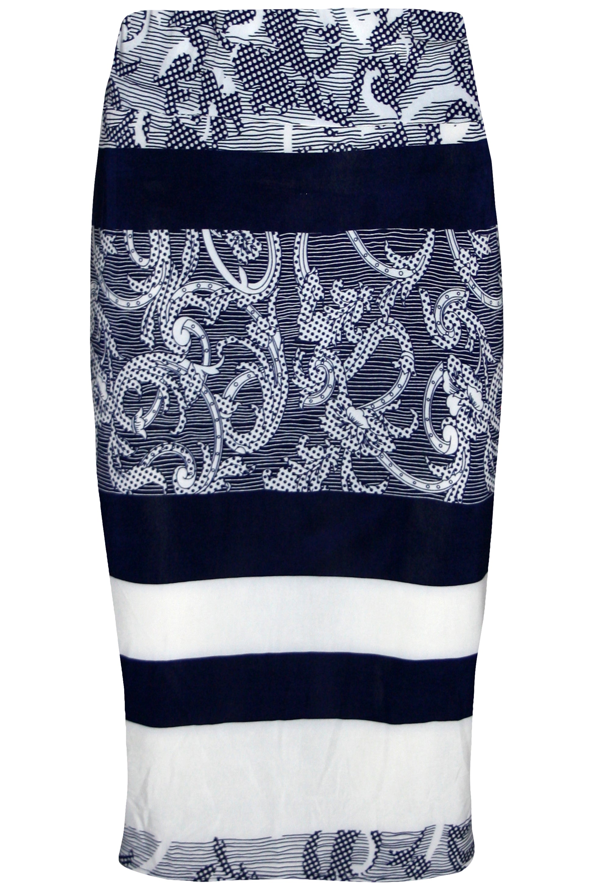 Cream High Waisted Tropical Print Midi Skirt