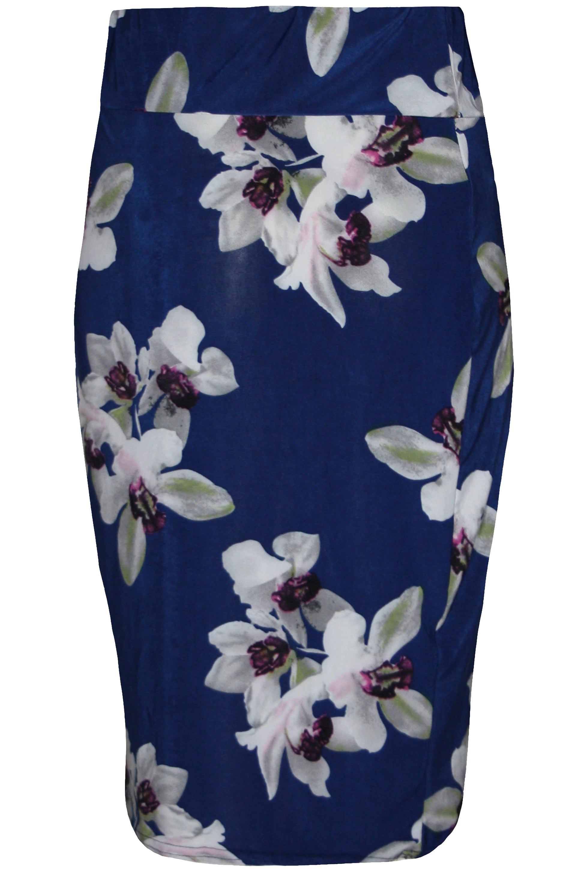 Cream High Waisted Tropical Print Midi Skirt