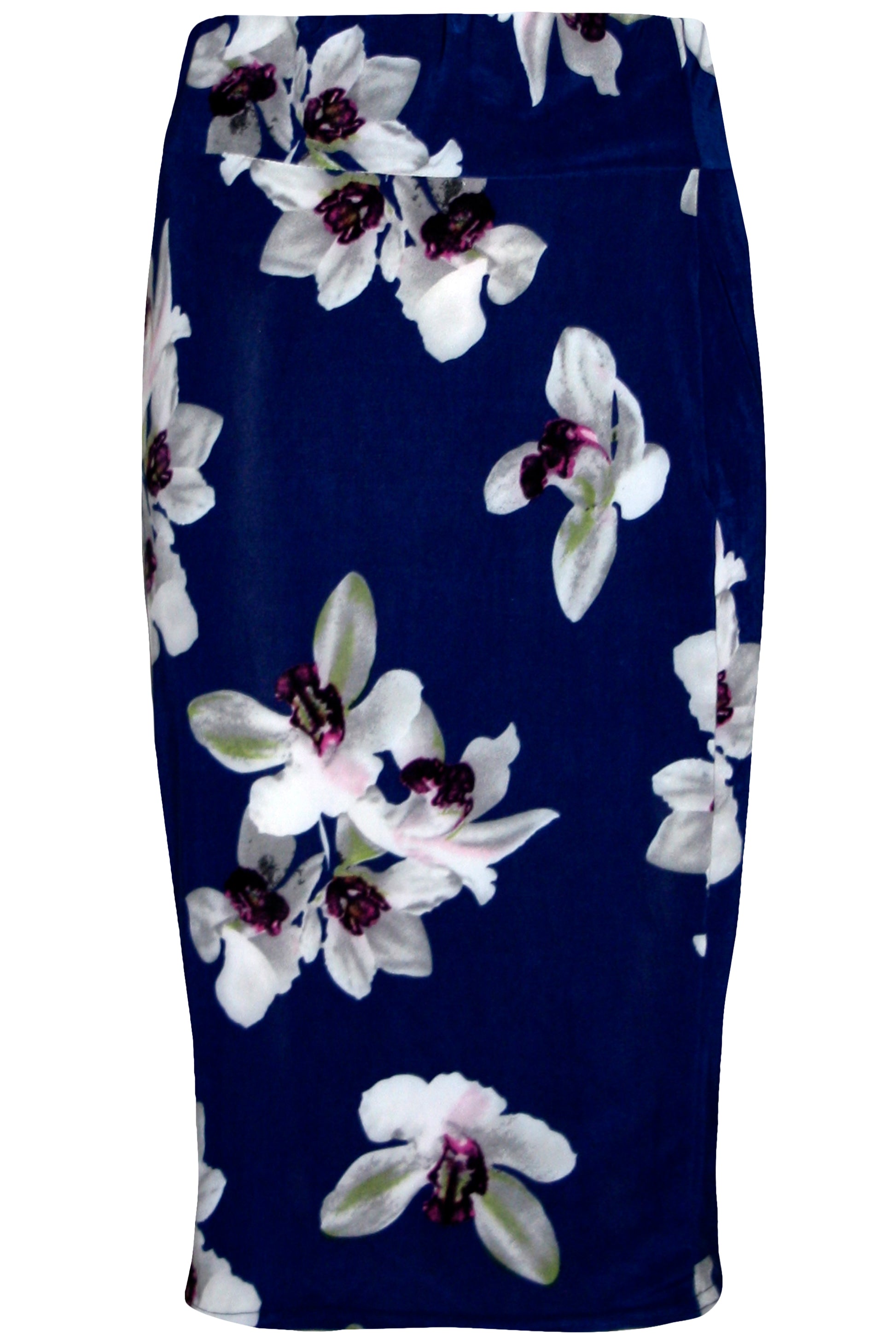 Cream High Waisted Tropical Print Midi Skirt