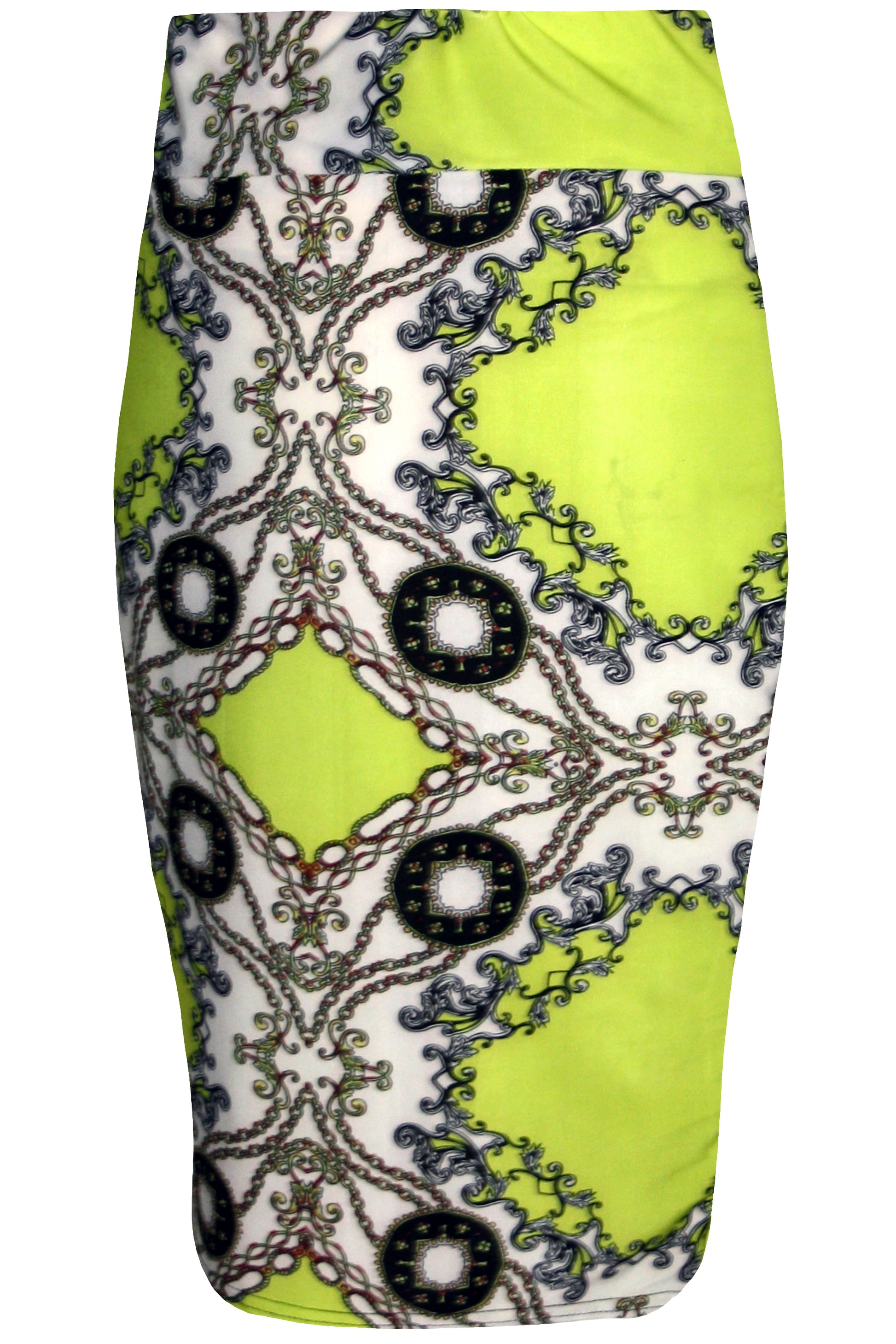 Cream High Waisted Tropical Print Midi Skirt