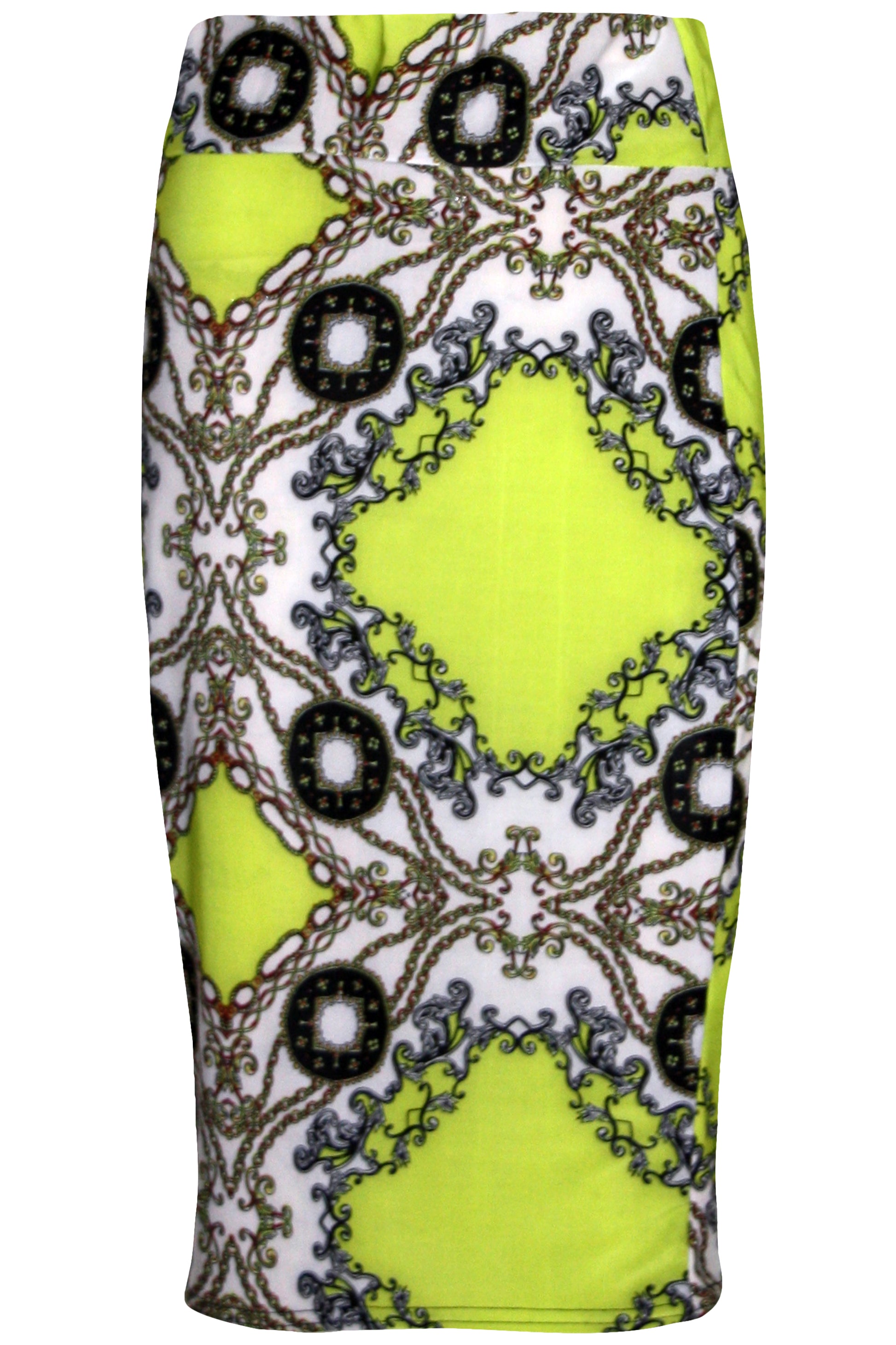 Cream High Waisted Tropical Print Midi Skirt