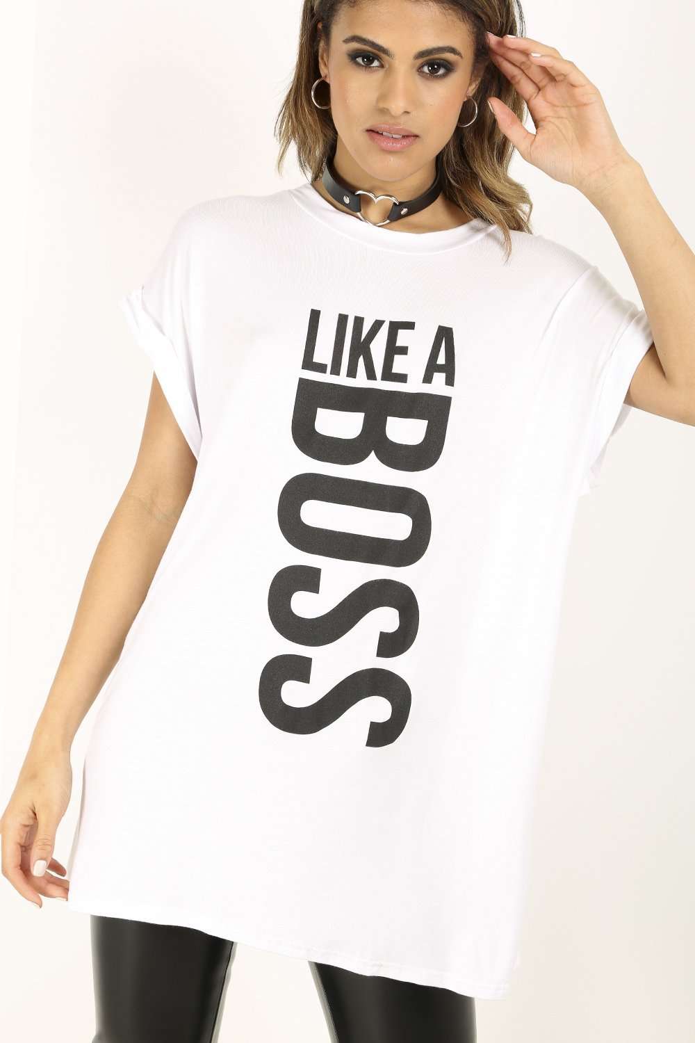 Alani  Like A Boss Slogan Print Oversized Tshirt - bejealous-com
