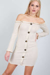 Alexia Bardot Button Front Knitted Mini Dress - bejealous-com