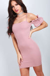 Alice Bardot Frill Sleeve Pink Mini Dress - bejealous-com