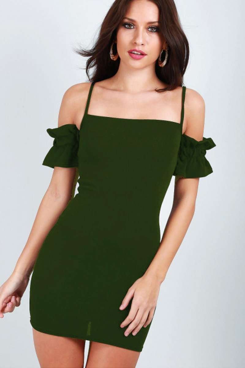 Alice Strappy Ruffle Sleeve Bodycon Dress - bejealous-com