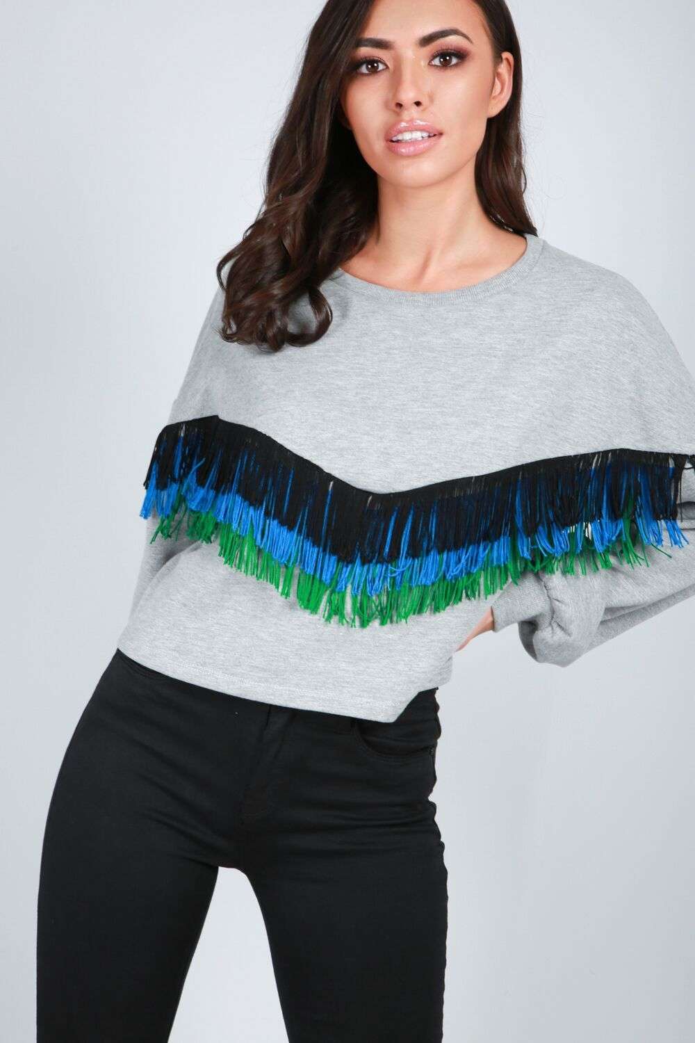 Alice Tassel Front Balloon Sleeve Cropped Sweatshirt - bejealous-com