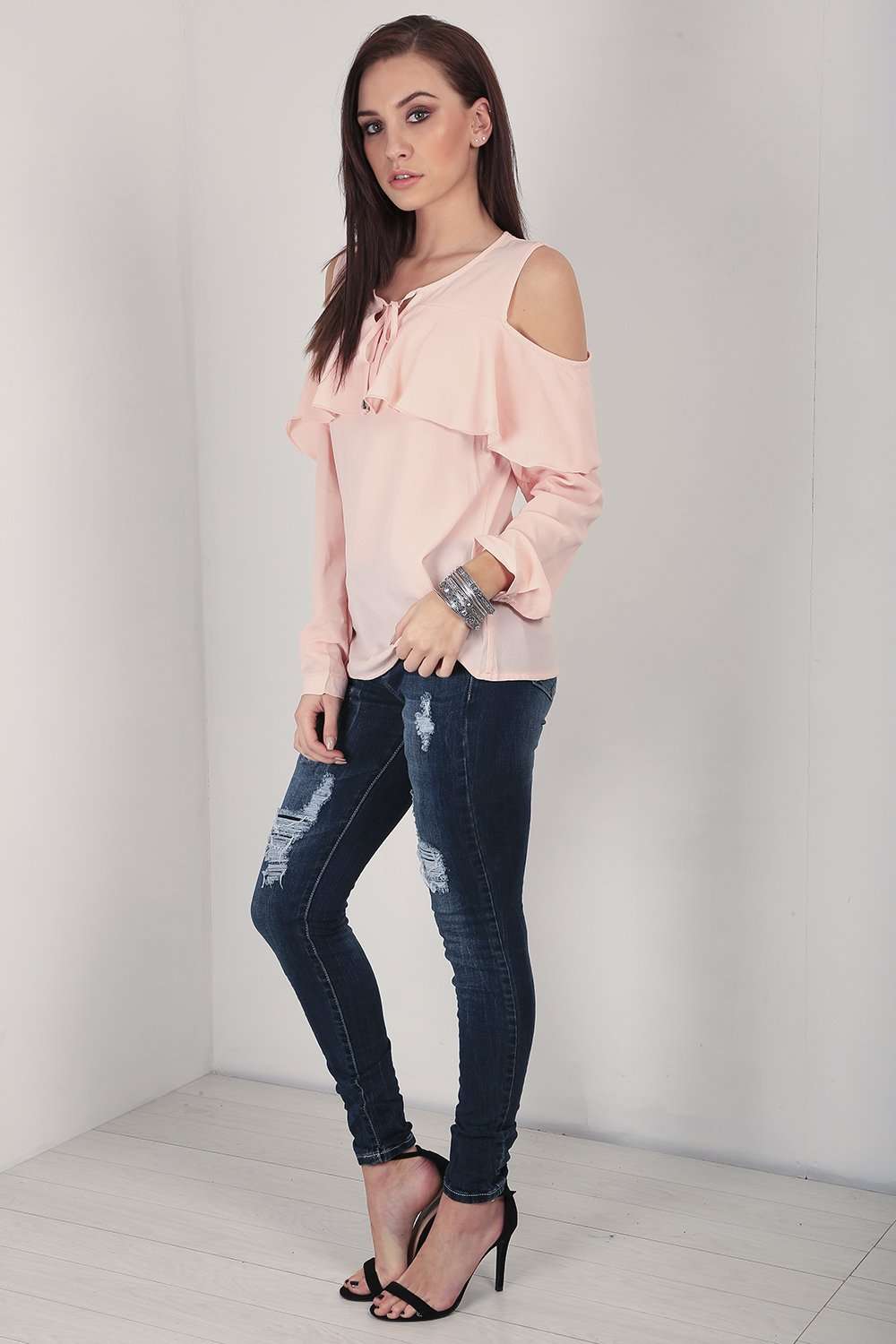 Alicia Cold Shoulder Frill Top - bejealous-com