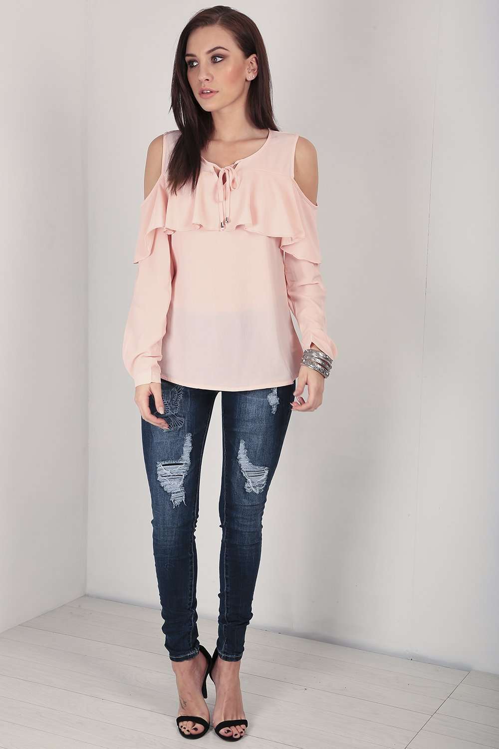 Alicia Cold Shoulder Frill Top - bejealous-com