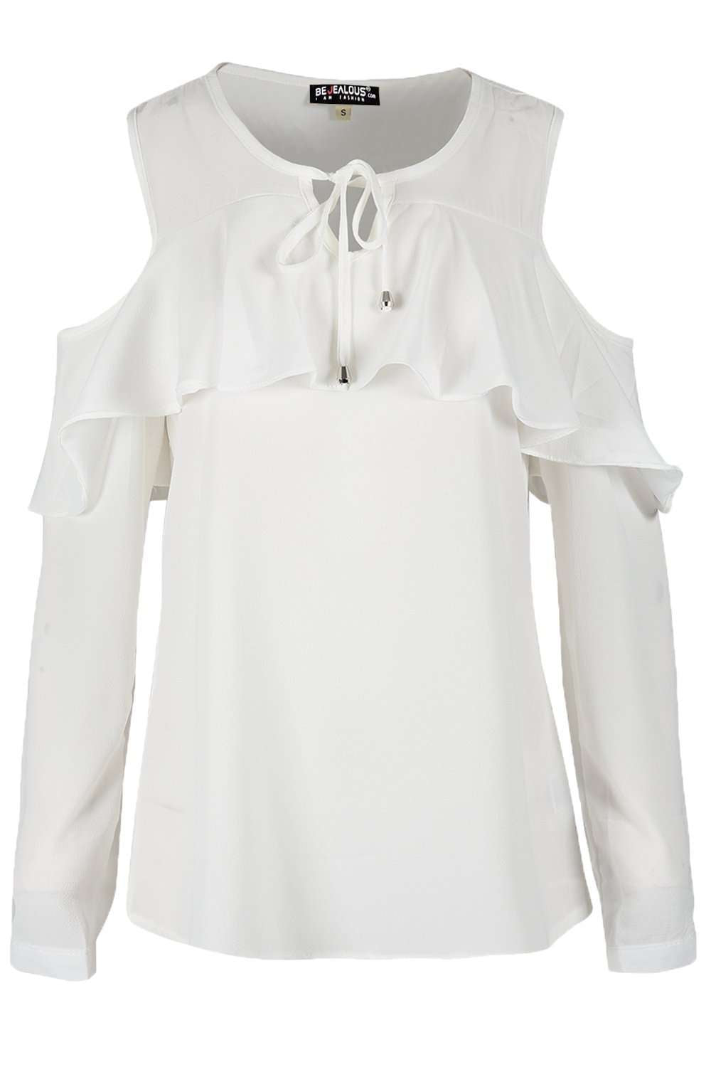 Alicia Cold Shoulder Frill Top - bejealous-com