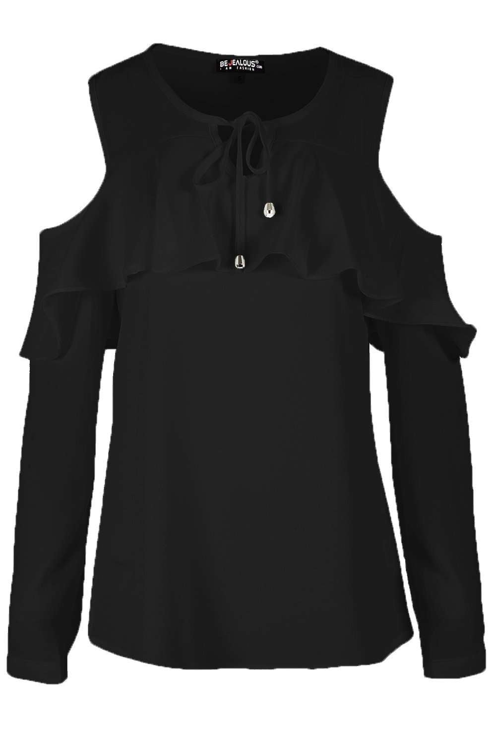 Alicia Cold Shoulder Frill Top - bejealous-com