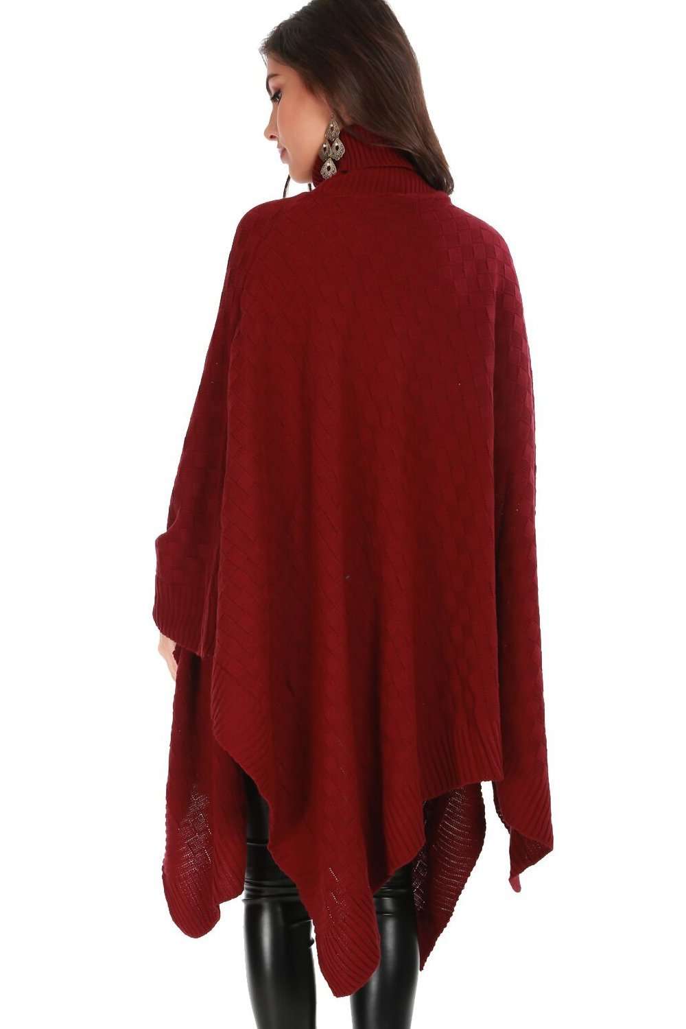 Alissia Roll Neck Oversized Knitted Poncho - bejealous-com