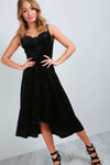 Allie V Neck Glitter Velvet Dip Hem Midi Dress - bejealous-com