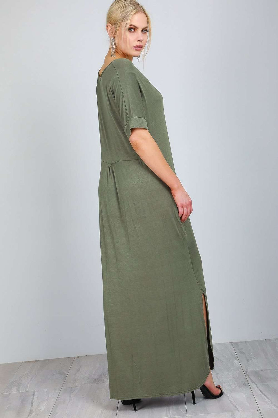 Amanda Curved Hem Basic Jersey Maxi Dress - bejealous-com