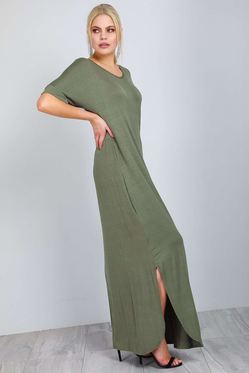 Amanda Curved Hem Basic Jersey Maxi Dress - bejealous-com