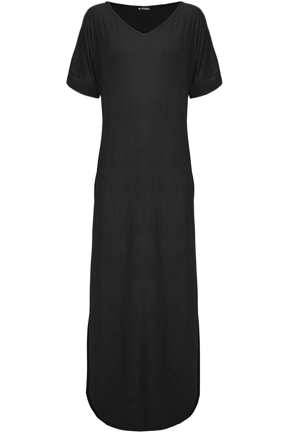Amanda Curved Hem Basic Jersey Maxi Dress - bejealous-com