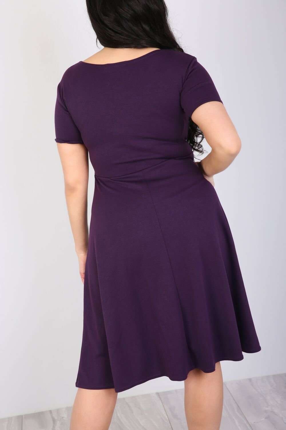 Amarah Cap Sleeve Lace Insert Midi Skater Dress - bejealous-com