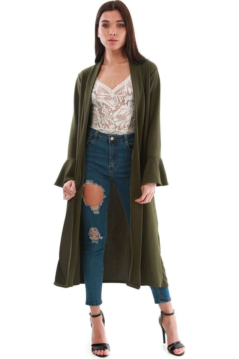 Amber Frill Sleeve Midi Trench Jacket - bejealous-com