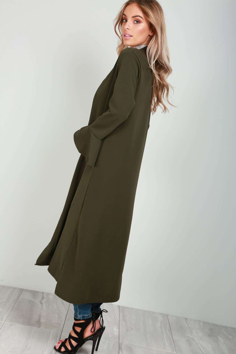 Amber Frill Trim Long Sleeve Maxi Jacket - bejealous-com