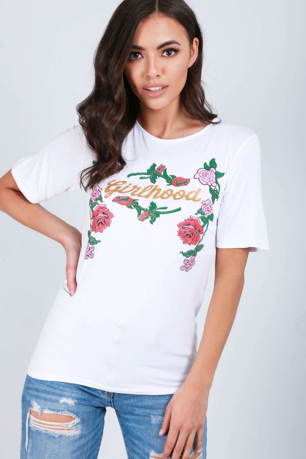 Amelia Girlhood Slogan Floral Print Tshirt - bejealous-com