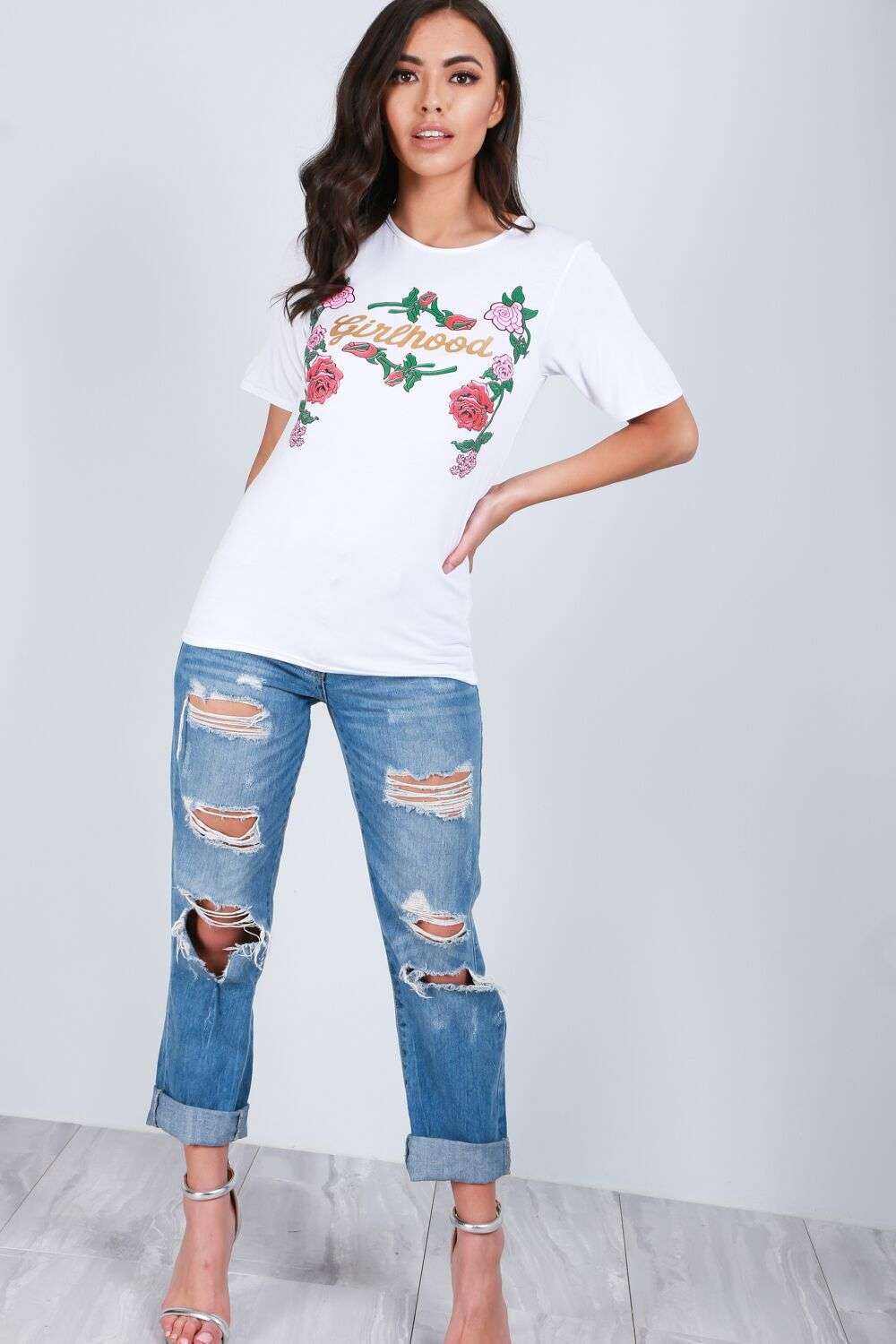 Amelia Girlhood Slogan Floral Print Tshirt - bejealous-com