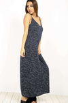 Amelia Pink Marl Knit Slinky Strappy Maxi Dress - bejealous-com