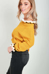 Amelie Cold Shoulder Frill Sleeve Knitted Jumper - bejealous-com