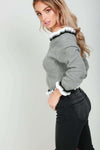 Amelie Cold Shoulder Frill Sleeve Knitted Jumper - bejealous-com